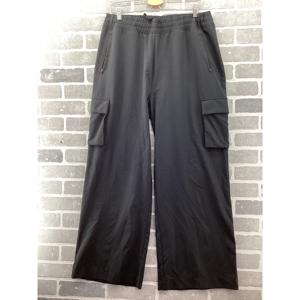 Beyond Yoga Womens XL Black Wide Leg Cargo Pants Elastic Waist Utility Pockets